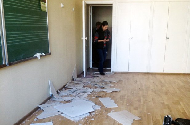 В школе Тамбовской области произошло обрушение штукатурки во время урока