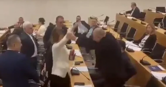 Депутат в Грузии напала на коллегу с бутылкой